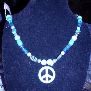 Turquoise peace sign necklace